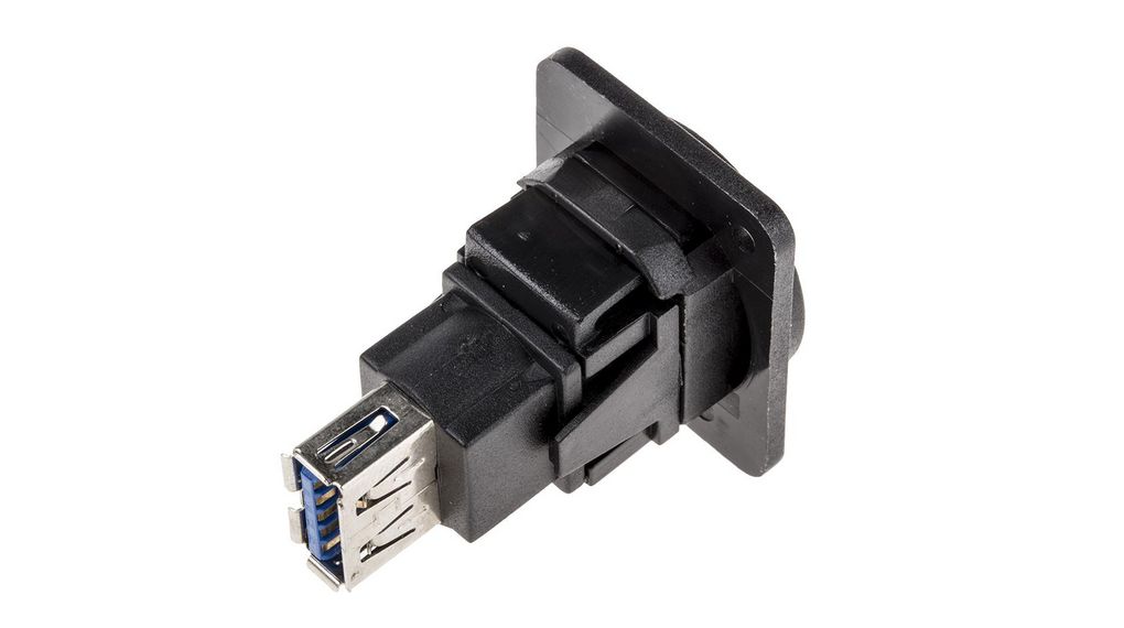 Feed-Through Adapter, USB 3.0 B Socket - USB 3.0 A Socket